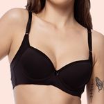 SUTIÃ REFORÇADO COM ALTA SUSTENTAÇÃO COM BOJO E ARO EM MICROFIBRA - PRETO
