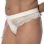 CALCINHA FIO DUPLO RENDA COM MICROFIBRA - PEROLA