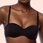 SUTIÃ TOMARA QUE CAIA COM BOJO E ARO EM MICROFIBRA - PRETO