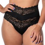 CALCINA CINTURA ALATA RENDA E MICROFIBRA - PRETO