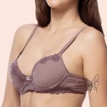 SUTIÃ MEIA TAÇA COM BOJO E ARO EM MICROFIBRA E RENDA - SATIN