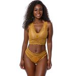 CALCINHA TANGA RENDA - MOSTARDA