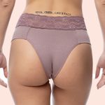 KIT CALCINHA ALGODÃO CÓS EM RENDA - COM 03 PEÇAS - CHOCOLATE/MESCLA/SATIN