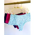 KIT CALCINHA MICROFIBRA HOT PANTS FIO DUPLO - COM 03 PEÇAS - MARINHO/CORACAO/PINK