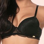 SUTIÃ PUSH-UP COM BOJO E ARO INTEIRIÇO EM RENDA - PRETO