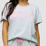 PIJAMA MESCLA COM SILCK ALGODÃO - CINZA