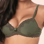 SUTIÃ MEIA TAÇA COM BOJO E ARO EM MICROFIBRA E RENDA - VERDE MAJOR