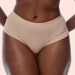 CALCINHA HOT PANT CÓS ALTO COM LATERAL DUPLA - CHOCOLATE