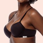 SUTIÃ PUSH-UP COM BOJO E ARO INTEIRIÇO EM MICROFIBRA - PRETO