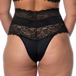 CALCINA CINTURA ALATA RENDA E MICROFIBRA - PRETO