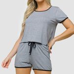 PIJAMA COM FRISO CASUAL VISCOLYRA - CINZA