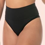 KIT CALCINHA MICROFIBRA CÓS ALTO FIO DUPLO - COM 03 PEÇAS - PRETO/BRAN/CHOC