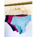 KIT CALCINHA MICROFIBRA BASICO SEM ELÁSTICO - COM 03 PEÇAS - PINK/CORACAO/MARINHO