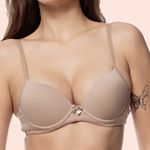 SUTIÃ MEIA TAÇA COM BOJO E ARO E COM BASE EMBUTIDA EM MICROFIBRA - CHOCOLATE