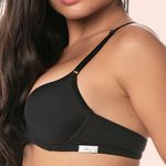 SUTIÃ MEIA TAÇA COM BOJO E ARO EM MICROFIBRA - PRETO