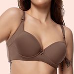 SUTIÃ REFORÇADO COM ALTA SUSTENTAÇÃO COM BOJO E ARO EM MICROFIBRA - CASTANHO