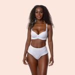 CALCINHA FIO DUPLO HOT PANT CINTURA ALTA - BRANCO