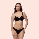 SUTIÃ MEIA TAÇA COM BOJO E ARO EM RENDA - PRETO