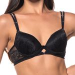 SUTIÃ EM RENDA PUSH-UP COM BOJO E ARO INTEIRÇO EM RENDA - PRETO