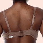 SUTIÃ MEIA TAÇA COM BOJO E ARO EM MICROFIBRA E RENDA - CASTANHO