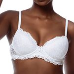 SUTIÃ MEIA TAÇA COM BOJO E ARO EM RENDA - BRANCO