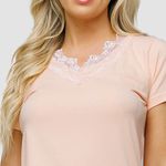 PIJAMA MALHA COM DETALHES EM RENDA - LARANJA