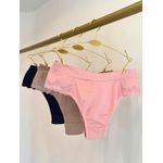 KIT CALCINHA MICROFIBRA TANGA - COM 03 PEÇAS - CHOCOLATE/ROMANCE/PRETO