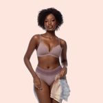 KIT CALCINHA ALGODÃO FIO DUPLO CÓS EM RENDA - COM 03 PEÇAS - CHOCOLATE/MESCLA/SATIN