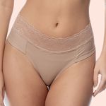 KIT CALCINHA MICROFIBRA FIO DUPLO CÓS EM RENDA - COM 03 PEÇAS - PRETO/BRAN/CHOC