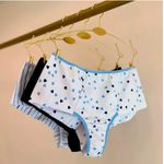 KIT CALCINHA CÓS ALTO FIO DUPLO HOT PANT ALGODÃO - COM 03 PEÇAS - LISTRA/CORACOES/MARINHO