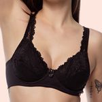 SUTIÃ SEM BOJO COM ARO EM RENDA E MICROFIBRA - PRETO
