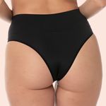 CALCINHA COS DUPLO COM ELASTICO INTERNO CINTURA ALTA - PRETO