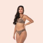 SUTIÃ MEIA TAÇA COM BOJO E ARO E COM BASE EMBUTIDA EM MICROFIBRA - CASTANHO