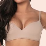 SUTIÃ SEM ARO COM BOJO MEIA TAÇA EM MICROFIBRA - CHOCOLATE