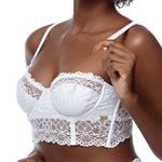 SUTIÃ CORPETE SEM BOJO E COM ARO EM RENDA - BRANCO