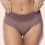 KIT CALCINHA ALGODÃO CÓS EM RENDA - COM 03 PEÇAS - CHOCOLATE/MESCLA/SATIN