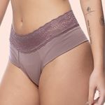 KIT CALCINHA ALGODÃO CÓS EM RENDA - COM 03 PEÇAS - CHOCOLATE/MESCLA/SATIN