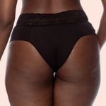 KIT CALCINHA ALGODÃO CÓS EM RENDA - COM 03 PEÇAS - MARFIM/CHOCOLATE/PRETO