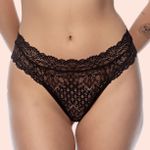 CALCINHA FIO DUPLO CÓS EM RENDA - PRETO