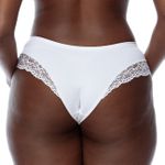 CALCINHA CÓS ALTO TANGA RENDA E MICROFIBRA - BRANCO