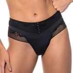 CALCINHA CÓS ALTO TANGA RENDA E MICROFIBRA - PRETO