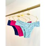 KIT CALCINHA MICROFIBRA LATERAIS PLISSADAS - COM 03 PEÇAS - MARINHO/CORACAO/PINK