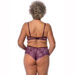 CALCINHA TRANSPARENTE CÓS ALTO FIO DENTAL DUPLO VINHO - ESTAMPADO