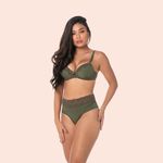 SUTIÃ MEIA TAÇA COM BOJO E ARO EM MICROFIBRA E RENDA - VERDE MAJOR