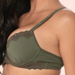 SUTIÃ MEIA TAÇA COM BOJO E ARO EM MICROFIBRA E RENDA - VERDE MAJOR