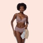 KIT DE CALCINHA HOT PANTS ALGODÃO - COM 03 PEÇAS - CHOCOLATE/MESCLA/SATIN