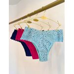 KIT CALCINHA MICROFIBRA TANGA - COM 03 PEÇAS - MARINHO/CORACAO/PINK