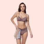 SUTIÃ MEIA TAÇA COM BOJO E ARO EM MICROFIBRA E RENDA - SATIN