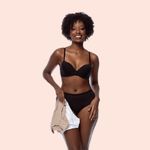 SUTIÃ MEIA TAÇA COM BOJO E ARO E COM BASE EMBUTIDA EM MICROFIBRA - PRETO