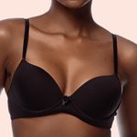 SUTIÃ MEIA TAÇA COM BOJO E ARO E COM BASE EMBUTIDA EM MICROFIBRA - PRETO